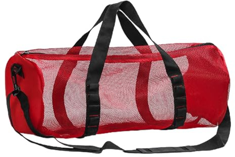 Borsa da immersione in rete, borsa cilindrica con tracolla regolabile, multifunzione, in rete, per attrezzatura da snorkeling, palestra, spiaggia, nuoto, per immersioni, fitness e uso quotidiano