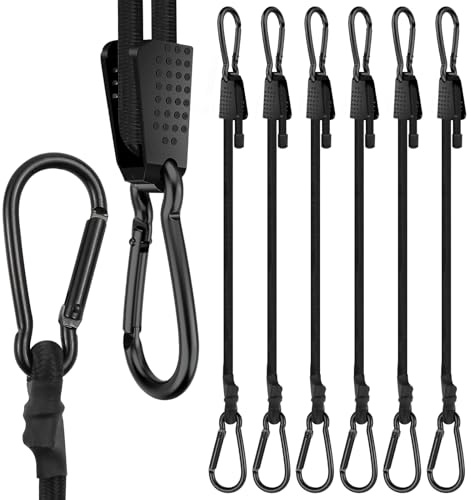 MISIQIMA 6 Pièces Tendeurs Elastique avec Crochets 100 cm, Tendeur Élastique Robuste avec Verrou Coulissant, Tendeur Mousquetonen Caoutchouc pour Fixer Marchandises et Renforcer Tentes