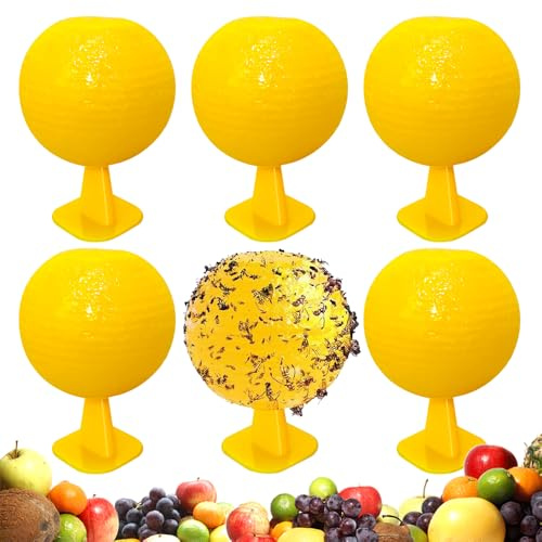 WDKXCN Fruktflugfälla, 6 stycken naturliga fruktflugfällor, vattenavvisande fruktflugfälla, kök, klibbiga insektsbollar, fruktflugfälla för balkonger, fruktträdgårdar, blomkrukor