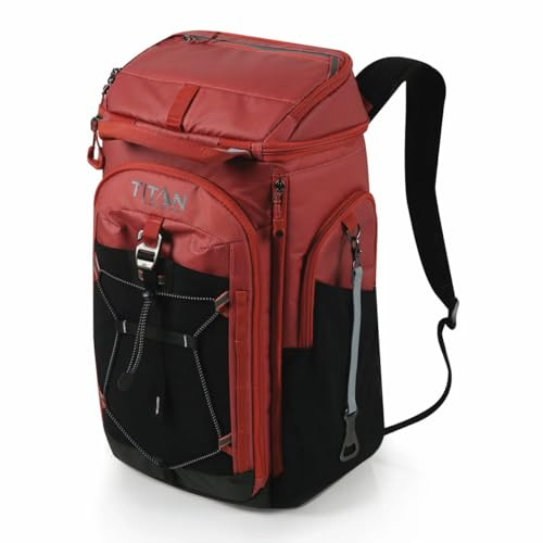 Arctic Zone Titan 26 Can Backpack Cooler Bag with 2 Ice Walls in Red