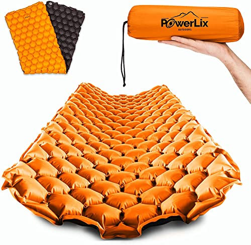 POWERLIX Isomatte Camping Outdoor Luftmatratze - Ultraleichte Aufblasbare, kompakte und leichte,Rucksackreisen, Wandern - Aufblassack, Tragetasche, Reparaturset