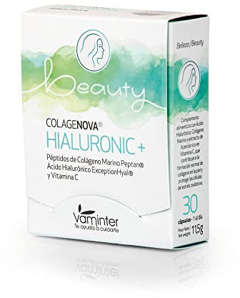 COLAGENOVA, Cápsulas de Ácido Hialuronico, Colágeno y Vitamina C, Suplemento Completo para la Piel, Contribuye a la Formación Normal de Colágeno en la Piel, 30 Comprimidos, 1 Pastilla al Día, 11 Gr