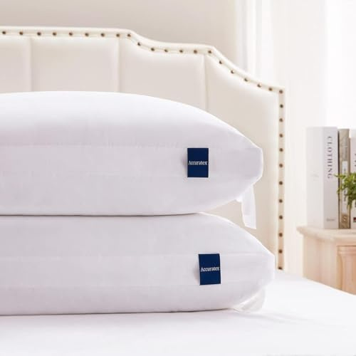 ACCURATEX Almohadas Tamaño Queen Juego de 2, Espuma Viscoelástica Triturada Ajustable, Relleno Alternativo al Plumón, Funda de Algodón Extraíble - Soporte Firme para Dormir de Lado y Espalda