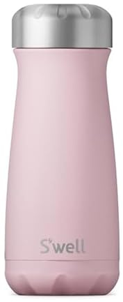 S'well Stainless Steel Traveler - Triple-Layered Vacuum-Insulated Travel Mug Keeps Coffee, Tea and Drinks Cold and Hot - BPA-Free Water Bottle, Pink Topaz