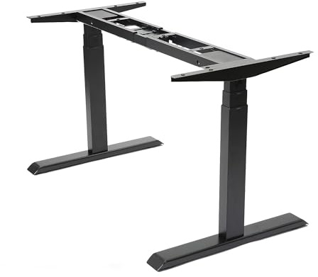 Fromann Dual Motor Standing Desk Frame 3 Tier Legs Sit Stand up Electric Height Adjustable Desk Base for Home and Office (Black)