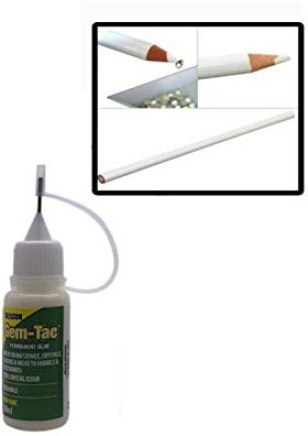 World of Sparkles Gem-Tac Kleber zum Auftragen von Kristall-Strasssteinen, Diamanten, Kunst- und Handwerksprojekten, Mode-Accessoires, Schmuckherstellung, 10 ml, mit 1 Wachspicker, Bleistift gratis