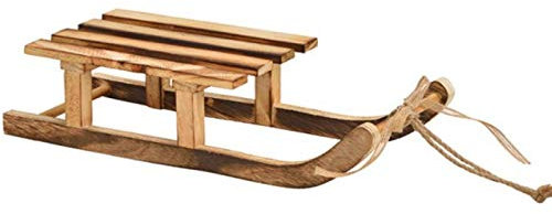 Deko Schlitten aus Holz geflammt - Weihnachtsdekoration Winterdekoration (braun) (31 cm)