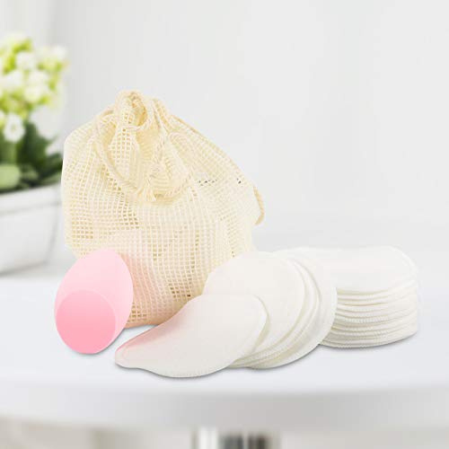 Onlylove 21 Discos reutilizables almohadillas removedoras de maquillaje, algodón de bambú ecológico para todos los tipos de piel con bolsa de lavandería de algodón.