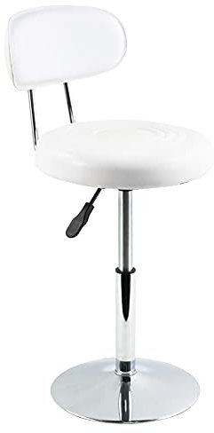 FURWOO Schemel Mini Hocker Kunstleder Arbeitshocker für Friseursalon medizinische Aufgabe Drehstuhl mit Rückenlehne klein (weiß)