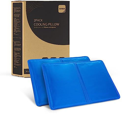 KAYMAN 2 x Reusable Cooling Gel Pads | Multifunction Gel Cushion Pillows for Absorbs, Dissipates Heat, and Sports Injuries | Improves Sleep Quality and Reducing Night Sweats - 30x40cm Jelly Inlays