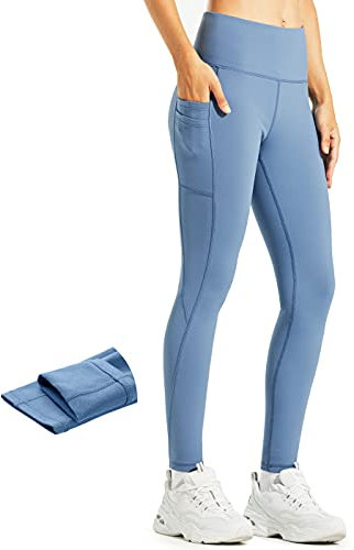 Libin Thermo Leggings Damen Winter Warm Thermoleggins Laufhose High Waist Wasserabweisend Thermohose Sportleggins Damen Lang mit Taschen, Niagara, S