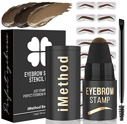 iMethod Kit Timbro Sopracciglia e Stencil Sopracciglia - per Trucco Sopracciglia Perfetto, Pomata Sopracciglia, 20 Kit Modella Sopracciglia, Facile da Usare, Lunga Durata, Marrone Chiaro
