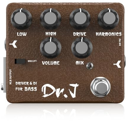 JOYO Bass Pedal of Overdrive Mic'd Tube Bass Amp Simulator Pedal Built-in DI & XLR Output for Effects Recording High-end Edition Dr.J Series (D53)