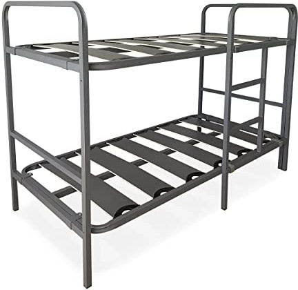 Duérmete Online - Litera Reforzada Completa con Barandilla y Escalera Metálica - Estructura de 40x30mm con Láminas Anchas, Gris, 90x190