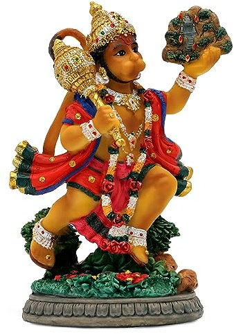 alikiki Hindu God Flying Hanuman Statue - 5.3 H Lord Hanuman Perfect Indian Gift for Diwali,Navratri,Dussehra,Job Interviews, Wedding, Baby Shower Return Gifts Temple Mandir Pooja Item