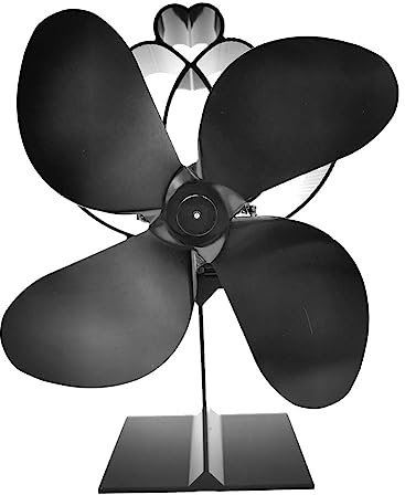 Kliplinc F¨¹r/ventilador de estufa de leña para estufa de leña, diseño pequeño, 4 flat¨¹gel, ventilador de estufa accionado por, color negro TP2003-4