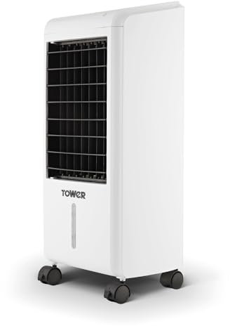 Tower T669003 6L Air Cooler, 3 Fan Settings, 2 Airflow Modes, 7.5 Hour Timer, Remote Control, 65W, White