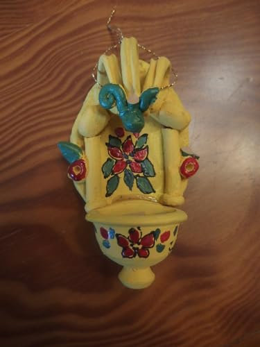 ACQUASANTIERA IN CERAMICA REALIZZATA E DIPINTA A MANO. ART-DECOR