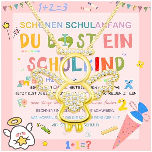 ELF-GRETTER School Girl School Cone Gift, First Day of School Girls Guardian Angel Necklace, School Child 2024 School Cone Filling First Day of School Gifts Girls