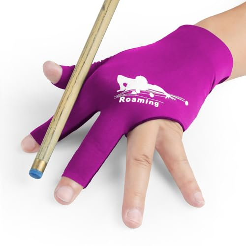 Roaming Guantes de billar transpirables para hombre, para zurdos, guantes de piscina elásticos para tiradores, snooker, carambola, taco deportivo (rojo rosa, mano izquierda, pequeño-mediano)