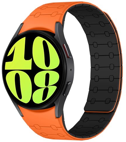 Amizee Kompatibel med Samsung Galaxy Watch 7 6 5 4 FE-armband 40 mm, 44 mm/Watch 6 Classic 43 mm 47 mm/Watch 5 Pro 45 mm/Watch 4 Classic, 20 mm magnetiska silikonband för män