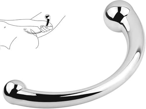 Yasexx Metall Doppelkopf Dildo G-Punkt Vaginale Prostata Massage Analplug Doppelkopf Dildo Analdildo Doppelkopf Masturbation MäNnliche Und Weibliche Sexspielzeuge FüR Frauen Solo Doppeldildo(M 19CM)