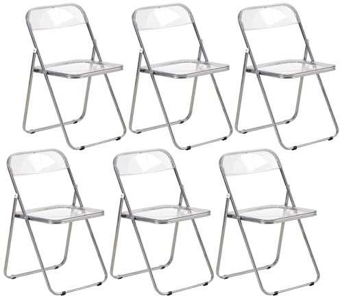 LuxNook 6 sillas Plegables Silla de Pet Metal Transparente Silla Plegable Capacidad de Carga de 150 kg para Comedor, salón, jardín