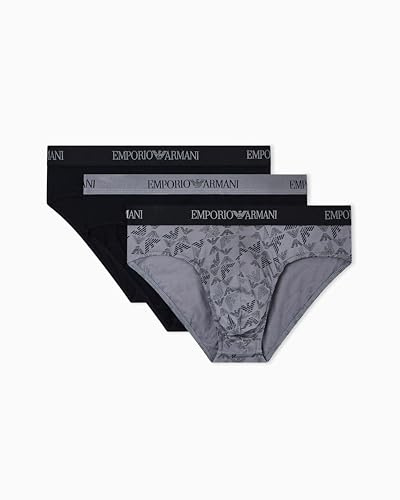 Emporio Armani Slip da Uomo in Puro Cotone, Confezione da 3, Nero, M, Nero, M