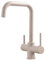 Vuadzren 3-Wege-Küchenarmatur, Wasserhahn Küchen aus Messing, Mischbatterie Küchen mit Zwei G3/8-Schläuche, Spülarmaturen Trinkwasserauslauf mit 2 Hebel und 360°Schwenkbarkeit(beige)