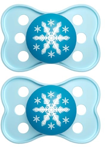 Ram® Baby Dummy Silicone Soothers BPA Free 0-6 Months Pack of 2 Baby Soothers Snowflake Design Comes in Steriliser Box