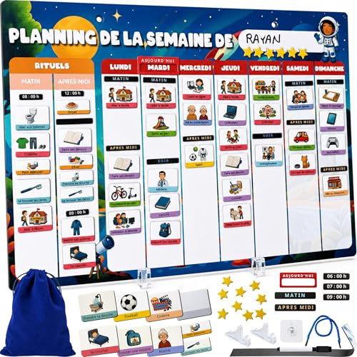 Semainier Enfant Magnetique - Calendrier Enfant Planning Semaine Routine