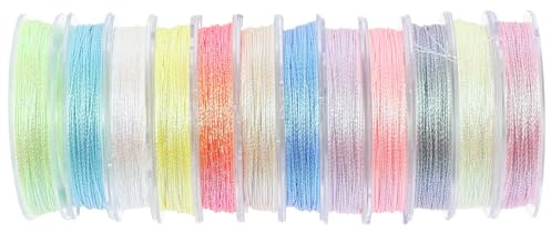 Healifty 12rollos Hilo De Bordar Luminoso Multifuncional Colores Hipoalergénico Para Ropa y Manualidades Portátil y Duradero Para Costura y Bordado Mano