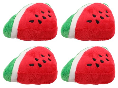 SUPVOX Lot de 4 Set de Jouets Couineurs en Peluche pour Chiens de Pastèque Triangulaire, Jouets Mignons à Mâcher pour Chiots, Accessoires Interactifs pour Jeu et Stimulation