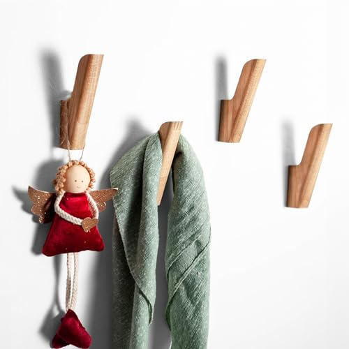 Craman N1 set de 4 ganchos de pared de roble macizo, percheros de pared modernos de madera, colgadores murales, decoración del hogar, idea de regalo, fabricado en Alemania