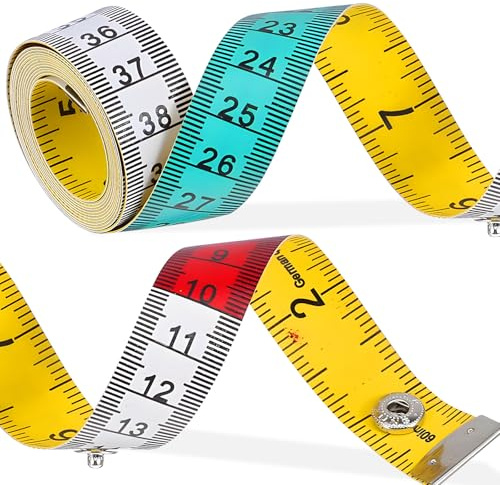 2 Pcs Measuring Tape, Tailors Soft Tape Measure, Dual Sided Fabric Pocket Measure, Flexible Colored Tapes for Sewing Tailors and Body Measurements in Inches and Centimetres