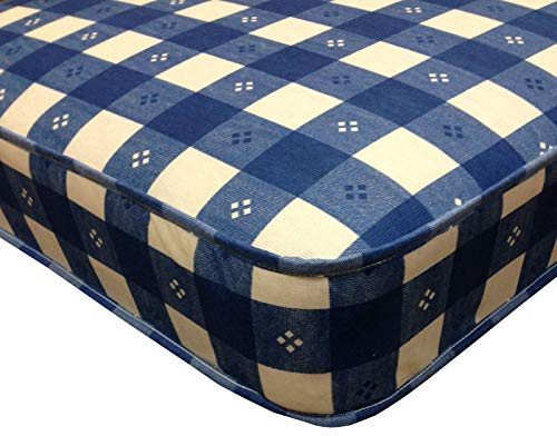 eXtreme comfort ltd Quality Kids Budget Mattress, 6 Deep, Ideal for Bunk & Cabin Beds, Shorty Mattress, 75cm x 175cm, Blue Check