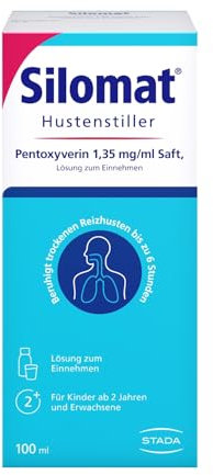 Silomat Pentoxyverin Saft - Hustensaft bei trockenem Husten - beruhigt Reizhusten - für Kinder ab 2 Jahren und Erwachsene - ohne Alkohol, Zucker oder Farbstoffe - 1 x 100 ml