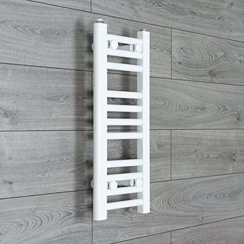 companyblue 200mm wide x 600mm high Prefilled Electric Heated Towel Rail Radiator Flat White Bathroom Warmer