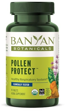 Banyan Botanicals Pollen Protect – Clinically Tested Organic Ayurvedic Supplement – Supports a Healthy Respiratory Response to Seasonal Irritants* – 90 Tablets – Non-GMO Sustainably Sourced Vegan
