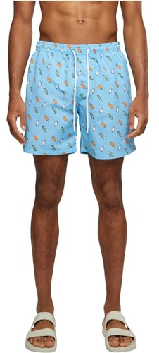 Urban Classics Pattern Palm Hombre Bañador Negro/Aceituna 100% poliéster