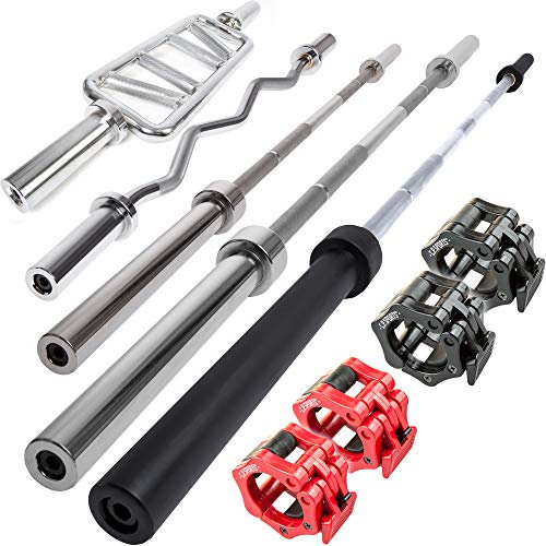 C.P.Sports Olympia Langhantelstange SZ Stange Curlstange Strong 125 cm - 220 cm bis 700 KG belastbar, 50mm Aufnahme - Hantelstange schnellwechsel Klemmverschluß (120 cm Silber - SZ-Stange/Curlstange)