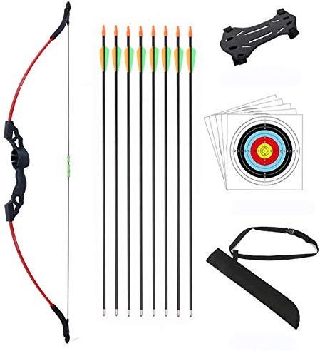 Outdoor Youth Recurve Bow and Arrow Set with Quiver Children Junior Archery Beginner Longbow Training for Teen Teams Game Gift