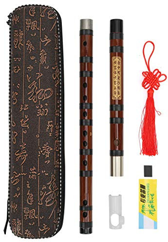 Bambusflöte Chinesische Bambusflöte D‑Key Schriftzug Körper Trockenmaterial Dizi Bausatz Traditionelles Blasinstrument mit Guter Abdichtung