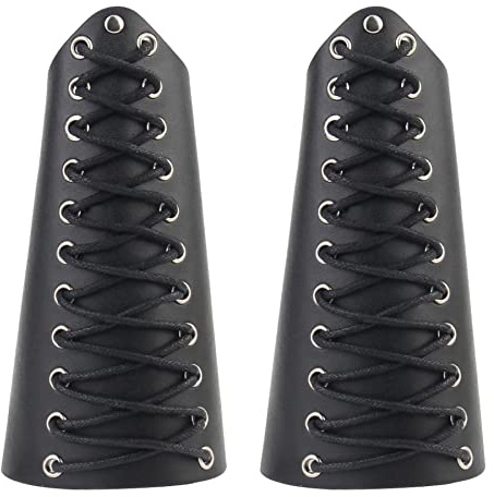 Thajaling 2-delade viking-läderarmband, läderarmband, medeltida manschett, Punk Knight bågskyttearmband för män och kvinnor