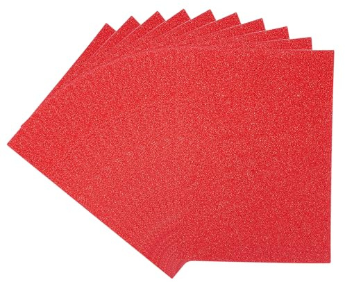 PATIKIL Papier Cartonné Pailleté 11,7x8,3, 10 Feuilles A4 Épaisses et Scintillantes Sans Perte de Paillettes pour Scrapbooking, Fabrication de Cartes DIY, Projets d'Artisanat, Rouge