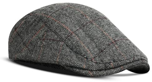 ACWOO Herren Tweed-Flachmütze, Newsboy-Mütze, verstellbar, modisch, Newsboy Baskenmütze, Flacher Hut, Cambridge-Jagdhüte für Herren, Entenschnabelmütze