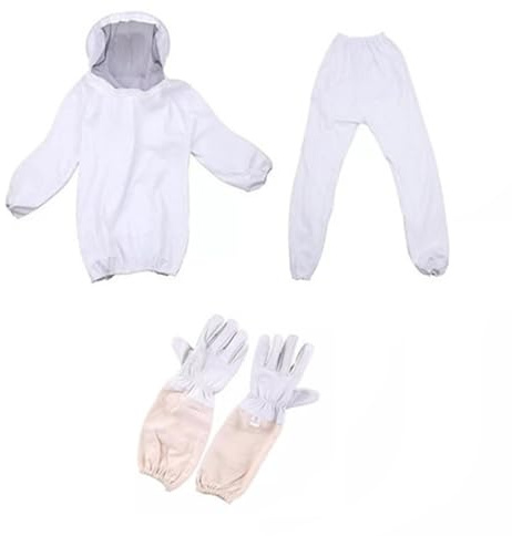 Traje de apicultor con guantes, traje de apicultor con guantes, traje de apicultor, incluye chaqueta, pantalones guantes, traje, protección completa para patio trasero profesional y apicultores