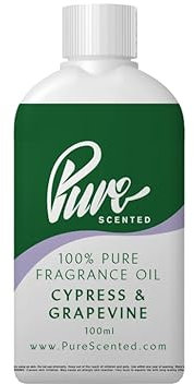 Pure Scented 100ml Fragrance Oil - 550+ Scents, Vegan & Cruelty-Free, for Candles, Soaps, Slime, Diffusers, Cosmetics, Wax Melts & DIY Crafts (1 x 100ml, Cypress & Grapevine)