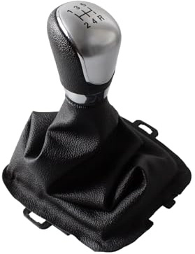 DOMENICA 5 Marce Pomello Leva Cambio con Cuffia Compatibile con Ford Fiesta 2008-2012 (Argento)