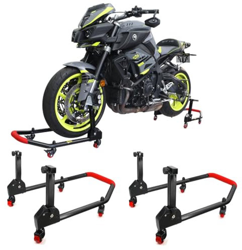 Area1 Motorradständer 360 Grad drehbarer Motorradheber, Set Vorne + Hinten, Motorrad Ständer Montageheber, faltbar, Stahlrohr MT-07 MT-09 MT-10, Z650 Z900, CBR 650 CB 750 R7 R1 R3